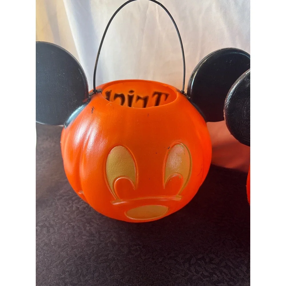 Disney Mickey Mouse Pumpkin Trick or‎ Treat Set of 2 Orange Halloween Pails